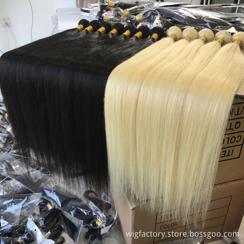 613 straight bundles with frontal Remy Hair,Honey Blonde colored human hair bundles